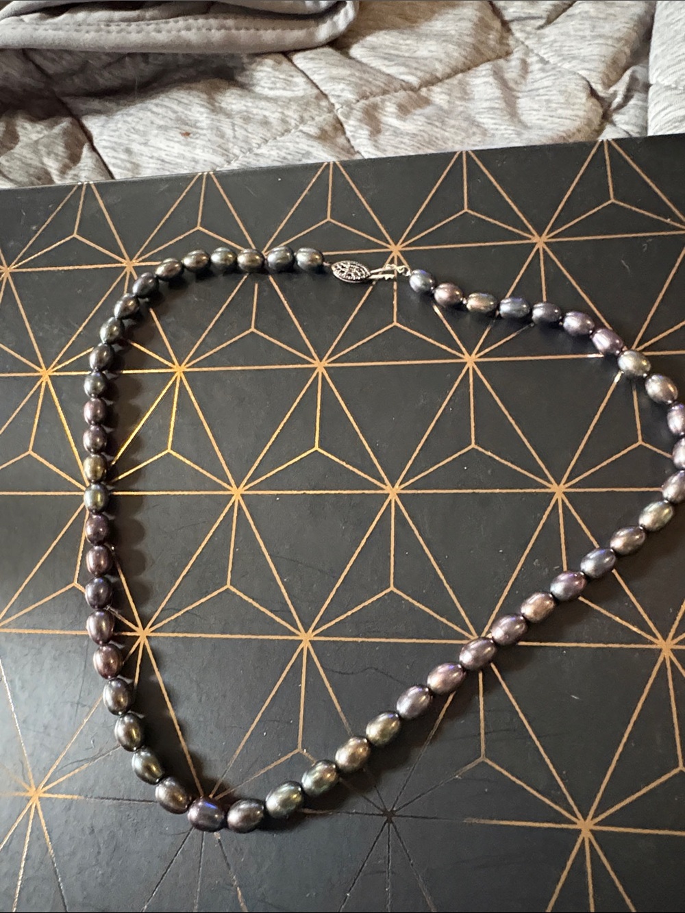 Freshwater Pearl Necklace in Iridescent Black